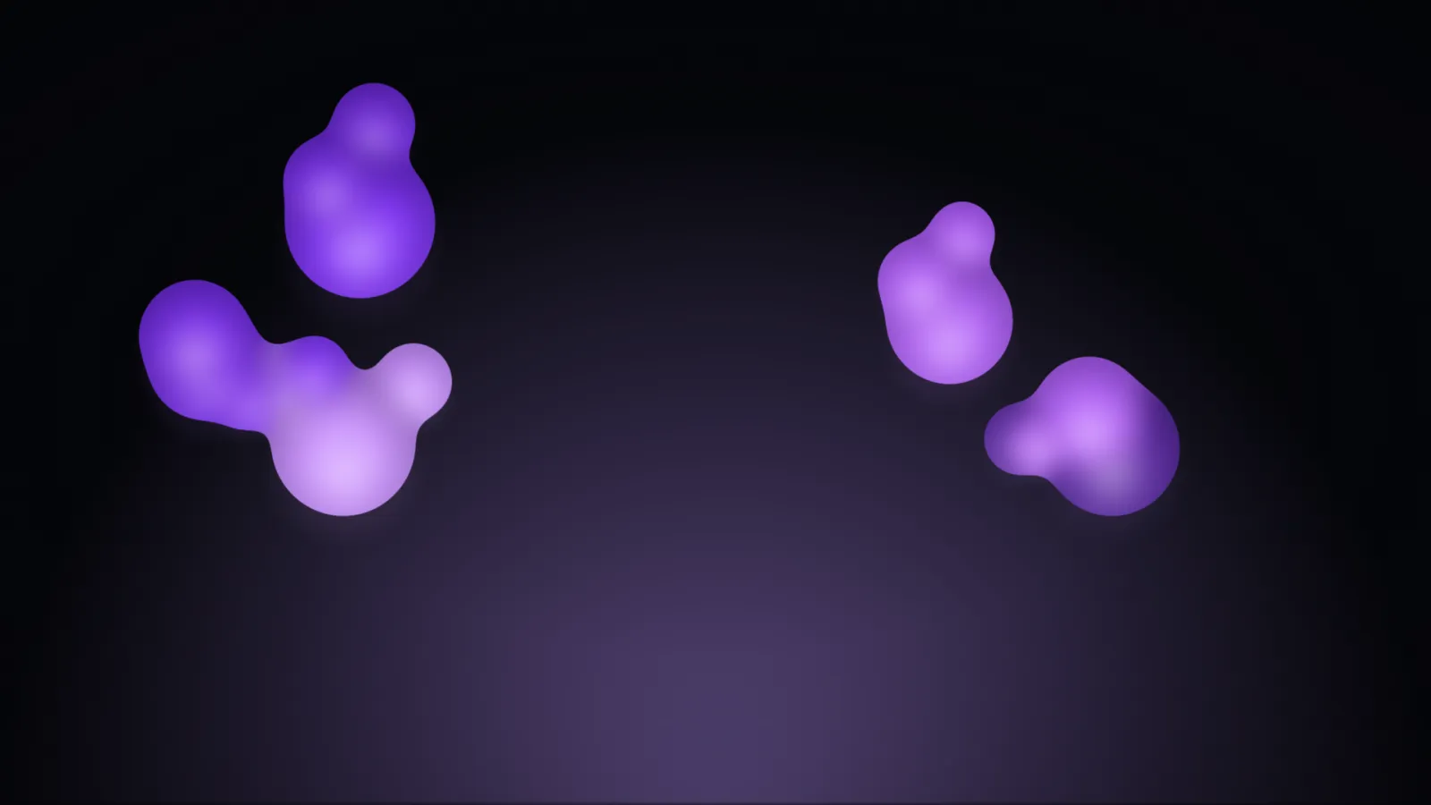 Lava on the purple palette: violet blobs of varying size on black, one pair merged into a single irregular gooey shape.
